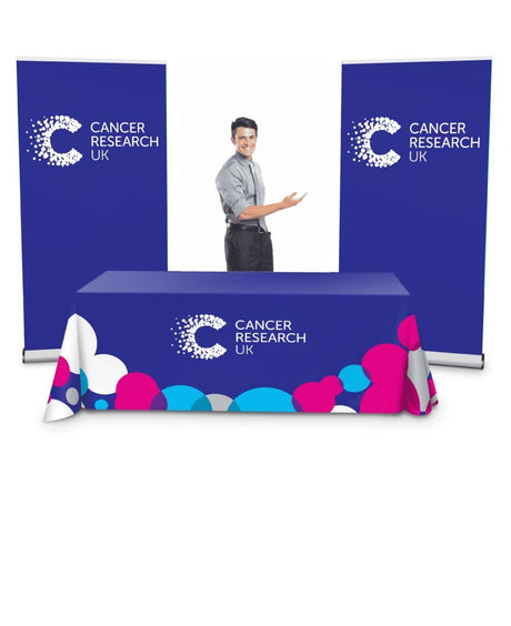 Exhibition Kit 1 - 1 x Table Cloth 2 x Roller Banners - Feather Flags Express